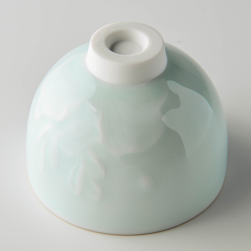 Two auspicious blessing a happy lotus shadow blue glass ceramic cups kung fu tea set household glass tea cup