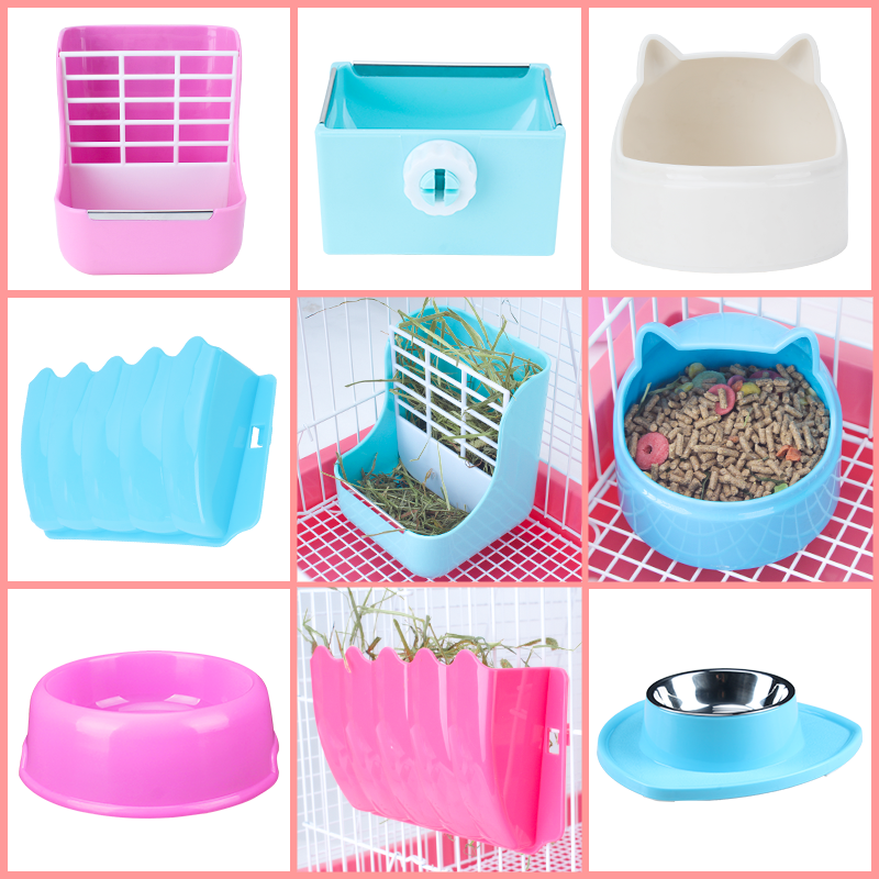Rabbit food box Food pot Dutch pig Chinchilla Hamster feed bowl Rabbit food fixed anti-pick pet supplies Grass rack