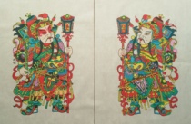 Wuqiang New Year Pictures Traditional Handmade Woodblock New Year Pictures Door God Big Hammer Door God Pair New Year Supplies Decoration