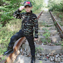 Children Autumn Winter Grip Suede Tiger Spot Grip Suede Cotton Suit Outdoor Ultralight Thicken Plus Suede Anti-Chill Warm Cotton Clothes