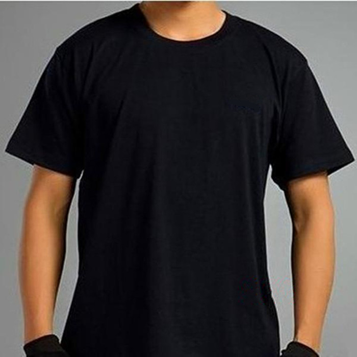 Cotton black knitT-shirt men's outdoor summer training uniform round neck short sleeves workout T-shirt