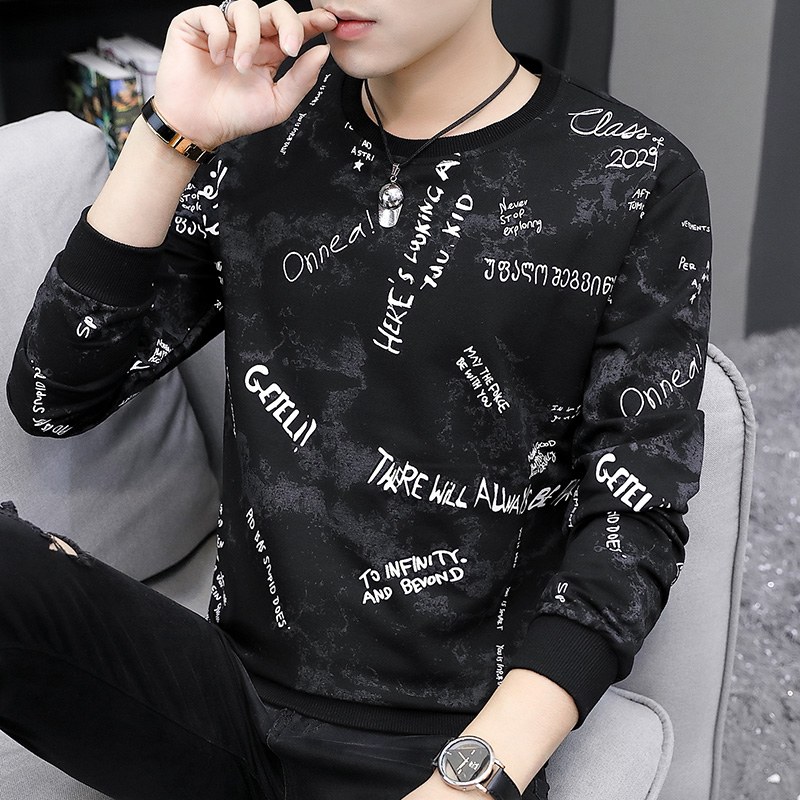 Sweater men's 2020 new autumn clothes tide brand top clothing trend base shirt embroidery spring men's long-sleeved T-shirt