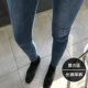 Quần jeans nhung nữ 2019 mới thu đông và eo cao chân nhỏ bút chì đã mỏng và bó sát bó chín quần nhung mỏng mùa đông - Quần jean