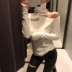 Mùa thu đông 2018 mới ulzzang dài tay áo thun cổ cao lệch vai Slim áo len đáy đáy màu trơn áo khoác cardigan nữ Áo / áo thun