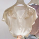 2026 ເສື້ອຍືດຄໍ V-neck emboidered beading embossed pullover ເສື້ອເຊີດແຂນສັ້ນຂອງຊາວເກົາຫຼີຍຸກໃຫມ່ 2026 ສໍາລັບແມ່ຍິງຮ້ອນບາງ.
