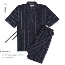 2020 Summer new mens large size pajamas washed cotton short sleeve shorts home clothes Japanese kimono stripes