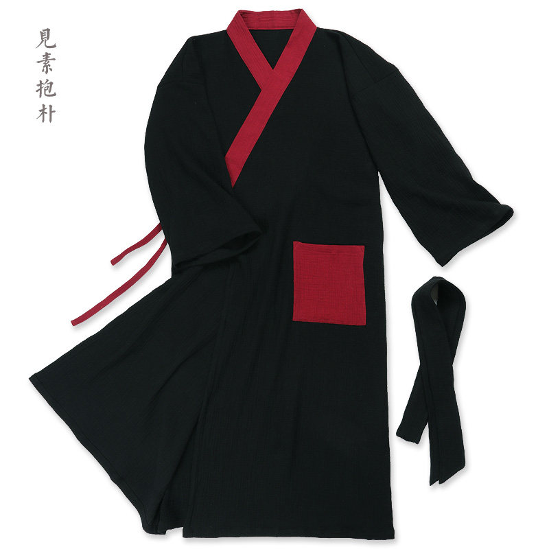 Pure cotton antique robe Han clothing pajamas home clothing nightgown retro bathrobe Zen clothing tea clothing monk clothing Taoist robe