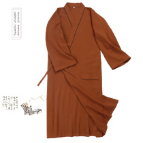 Color no ground cotton improved Japanese kimono Zen Chinese style robe pajamas home clothes robe Hanfu