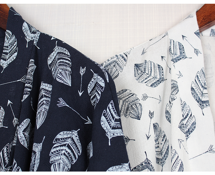Mu Le Society Nhật Bản cotton dài yukata kimono dịch vụ nhà đồ ngủ áo ngủ yếu tố Trung Quốc và gió mùa hè váy ngủ nam 