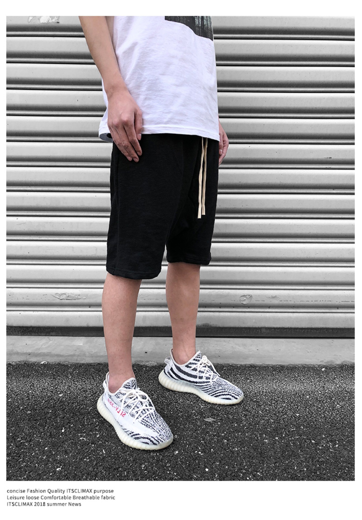 ITSCLIMAX tối cao đường phố RO phong cách đan quần short nam in thủy triều thương hiệu harem thường năm quần quần nam đẹp