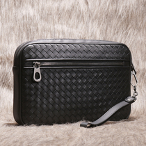 Leather weaving handbag male business leisure hand grab bag large capacity handbag 2022 new tide collection pack male bag