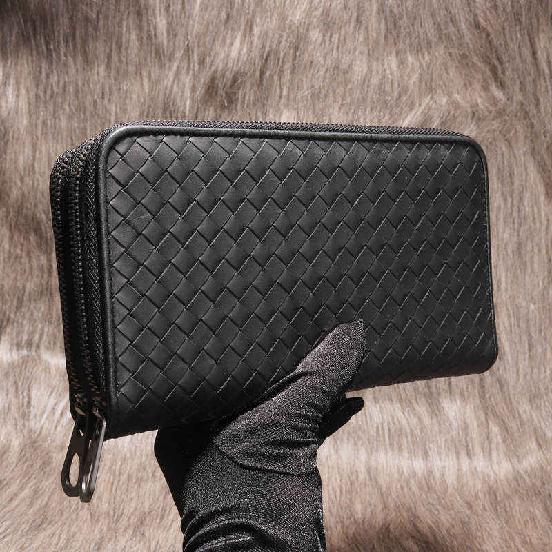 2022 New tide handbag 32 card knitting double zipper handbag leather handbag bag casual male bag