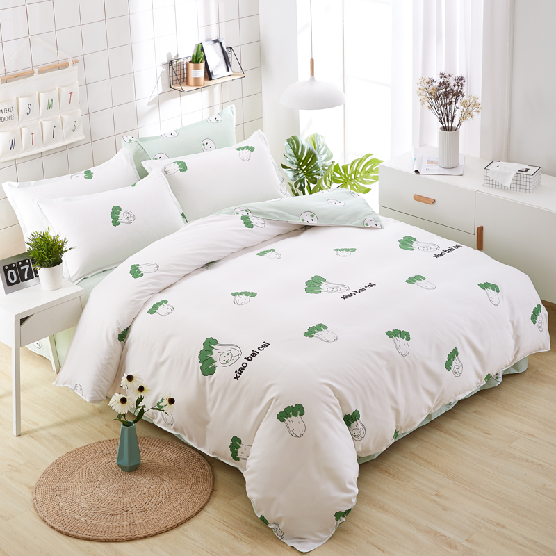 Bốn mảnh lưới đỏ chà nhám trái tim cô gái hai ký túc xá ba giường đơn giường đơn chăn ga gối đệm nam bộ chăn ga gối đẹp