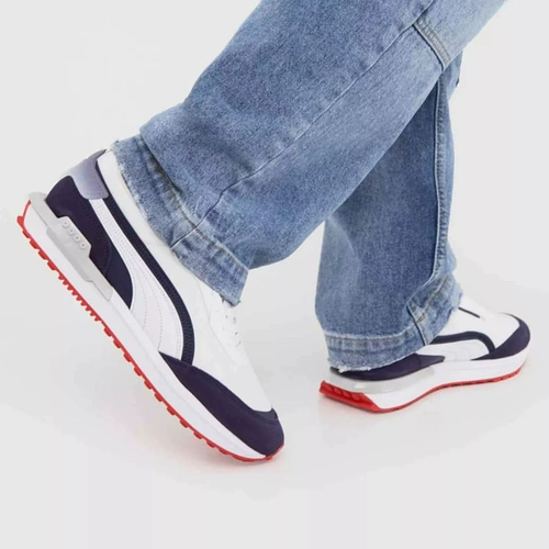 Puma Puma City Rider Мужчины и женщины пары с низким красным, белым синим ретро-спортивными туфлями 383703-01