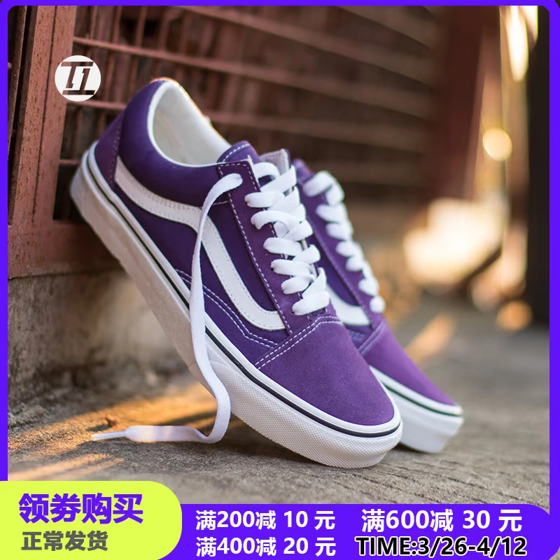 Quạt Vans OLD SKOOL hệ điều hành màu tím thấp để giúp nam và nữ đôi giày vải thông thường VN0A4BV5V7F - Dép / giày thường