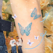 METZ tattoo stickers waterproof men and women lasting simulation net red blue sexy clavicle butterfly tattoo stickers ins wind