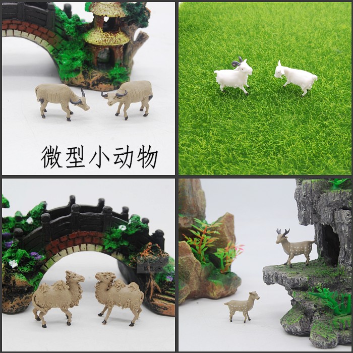Calf deer camel White Sheep Pig ceramic miniature ornaments pure handmade fine sand table Gardening Landscape pair