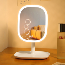 Op makeup mirror LED with lamp desktop female light supplement student dormitory desktop portable small mirror high-definition comb
