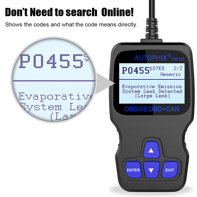 Om123 Car Fault Light Diagnosis Detection Decoder Universal Obd2 Computer Engine Fault Code Scavenger