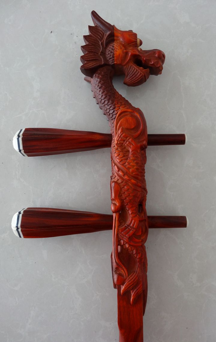 African lobular red sandalwood dragon head Erhu pole Yuehu pole Shanghai dragon Hollow Shanghai dragon Musical instrument accessories