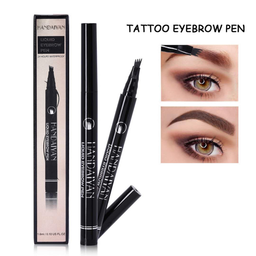Bốn đầu ngã ba mô phỏng chất lỏng nhuộm lông mày bút chì nước không thấm nước Châu Âu và Mỹ lông mày hoang dã tự nhiên màu đỏ mới bắt đầu - Bút chì lông mày / Bột / Stick chì mày innisfree