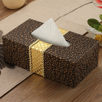  Living room drawer box European style fashion leather creative desktop tissue box Coffee table storage box home household paper drawer box