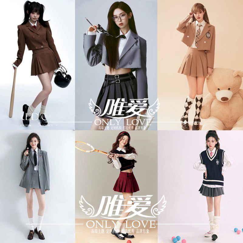 New Retro Jk Uniform Style, Chic Suit for Photo Shoots, Korean Magazine Girl Tennis Academy Style Skirt Set New Retro Jk Uniform Style, Chic Suit for Photo Shoots, Korean Magazine Girl Tennis Academy Style Skirt Set