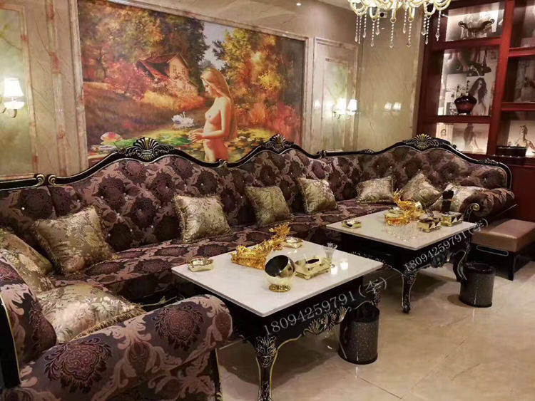 ktv Euro-style real combined living room cloth art sofa bag Clubhouse Hotel Clubhouse Nightclub Bar Customised Sofa