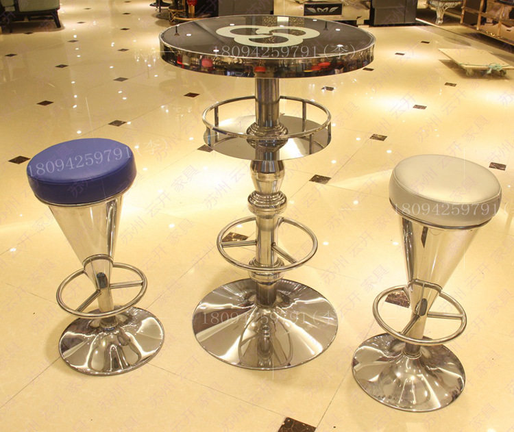 Round bar table and chairs High foot table bar Table Bar casual table ktv table glass luminous table and chairs stool