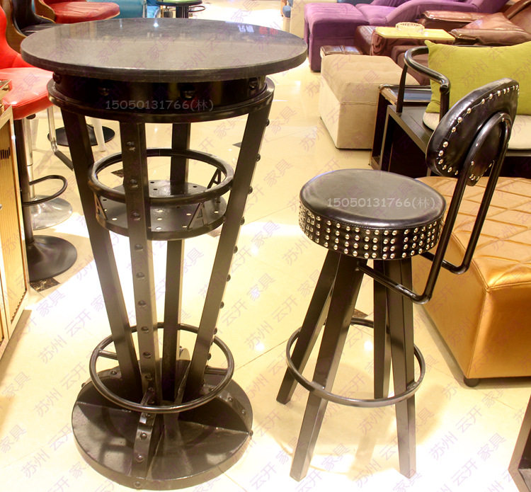 Round iron bar, loose table, high-legged table and chair, slow shake di nightclub, luminous ktv bar, backrest stool, tea table
