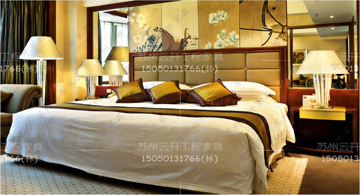 Baking Varnish 2 m Bed Business Guesthouse Furniture Apartment Quick Chain Hotel Furniture Wood Finishes Solid Wardrobe Complete