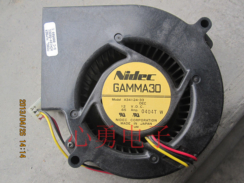 Original dress Nidec Nideko heat dissipation blower A34124-33 0 12V 65A 9733