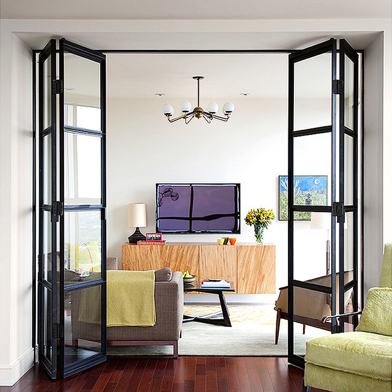 Extremely narrow frame aluminium titanium magnesium alloy folding Ramen partition Dressing Room Kitchen door Balcony Glass Ramen Custom