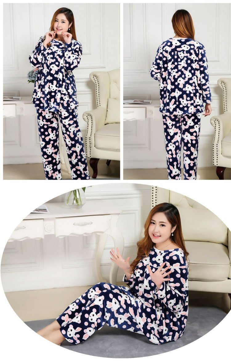 300 pounds mùa đông dày đồ ngủ ấm áp phù hợp với lỏng lẻo cộng với chất béo lớn san hô lông cừu dịch vụ nhà 260 cô gái béo 240 đồ bộ thun