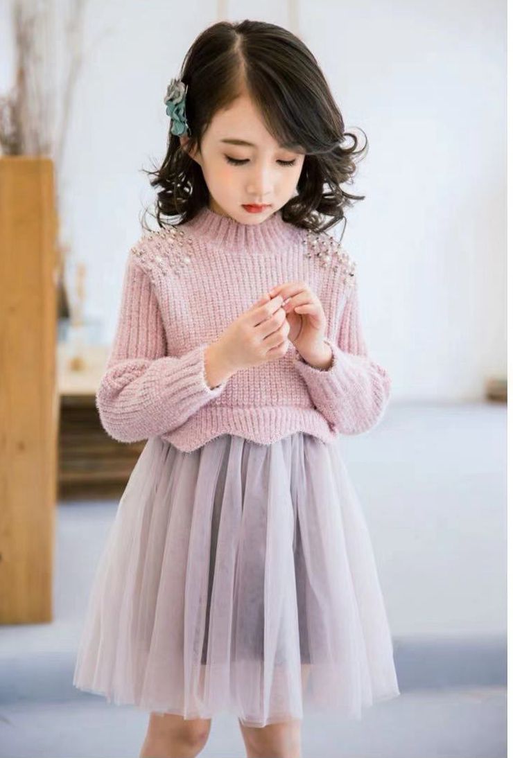 Quần áo trẻ em 2018 phiên bản Hàn Quốc mới của cô gái ngọt ngào dày lông thỏ ấm áp váy công chúa lưới mùa đông váy elsa cho bé