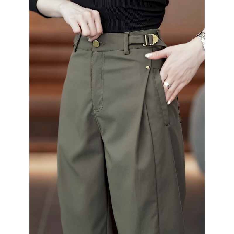 Spring and Autumn Women's Cargo Pants 2026 New Popular Style This Year's Trendy Army Green Slim-Fit Casual Pants for Women