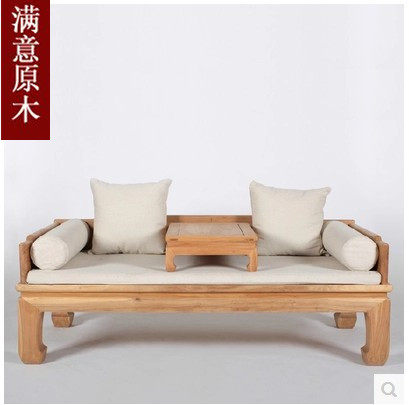 Slow life tea furniture old elm luohan bed solid wood bed bed Ming-style furniture environmental protection paint-free