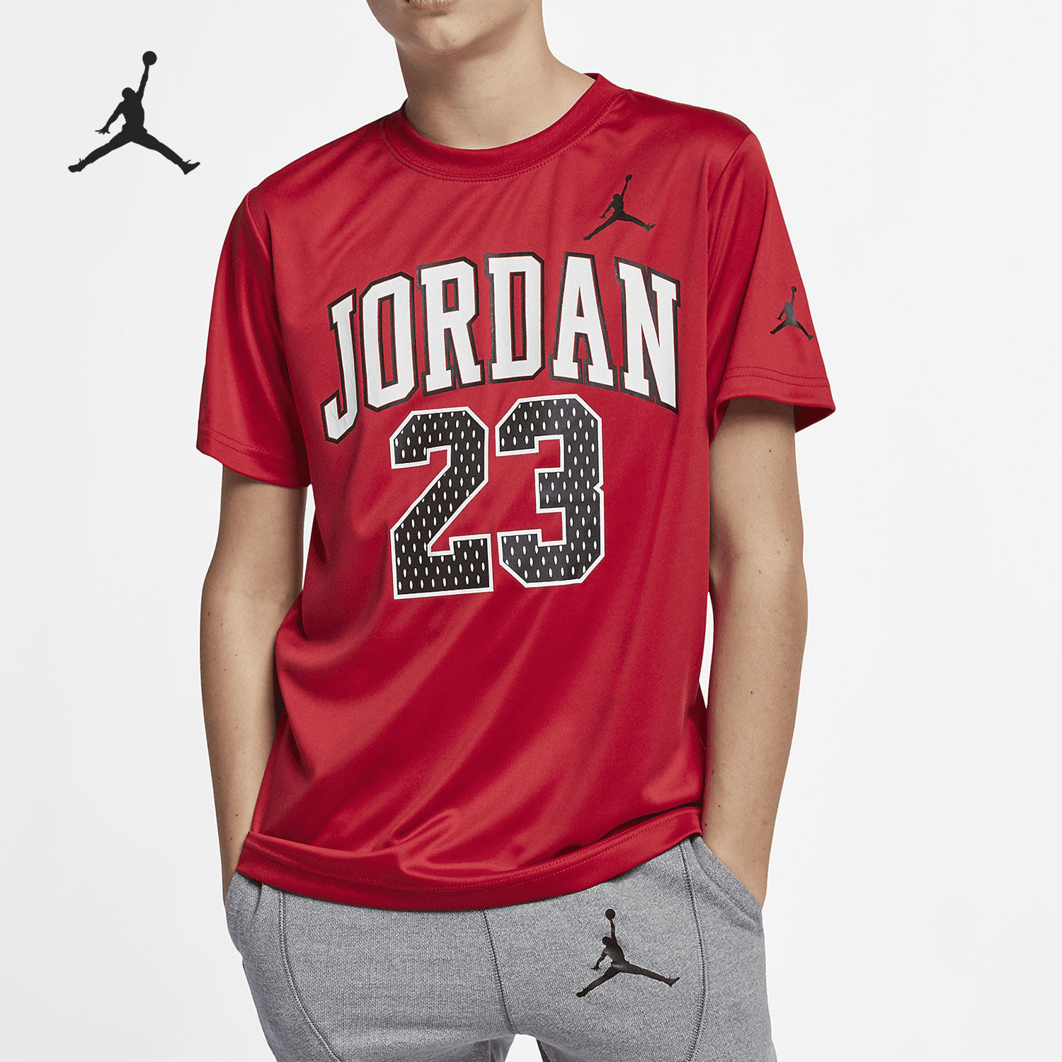 Nike Nike JORDAN Summer new big child sports round collar short sleeve T-shirt HA4950-678