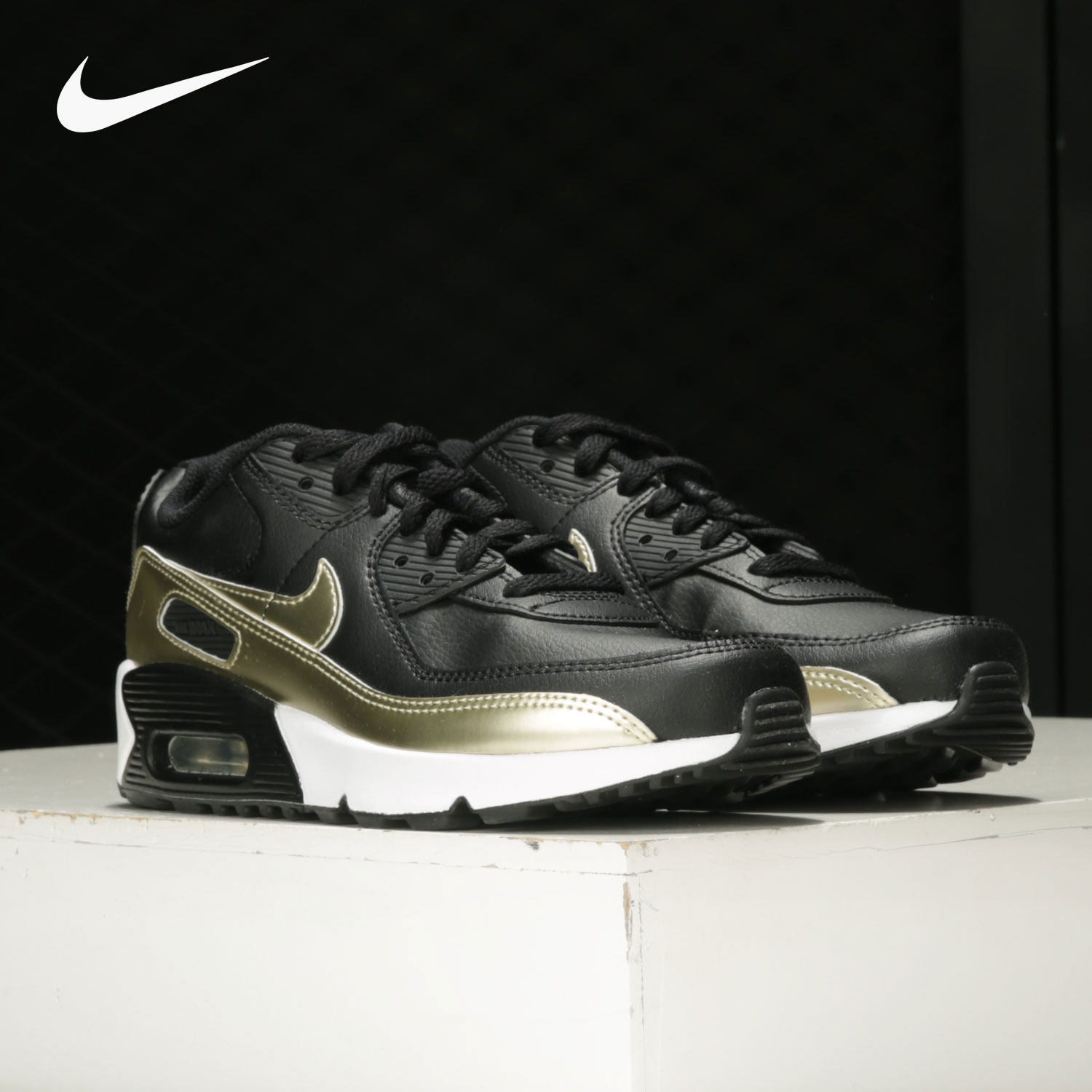 Nike Nike 2020 new AIR MAX 90 LTR (GS) women's great children running shoes CD6864