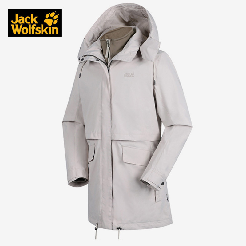 Jackwolfskin Wolf Claw Autumn Winter Paragraph Woman Warm Medium Long Version Windproof Three-in-one Jacket 5318402