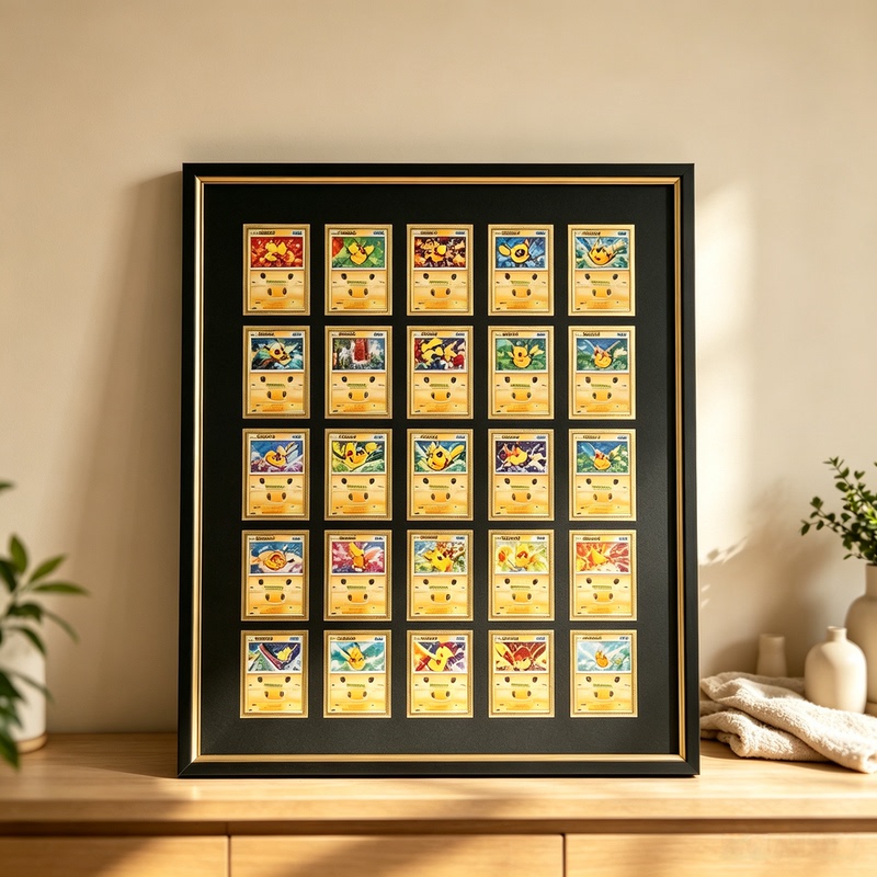 Suitable for Bare Cards, Pokémon 30Th Anniversary Card Display and Storage Photo Frame, Dust-Proof Framed Photo Frame, Solid Wood