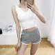 Черно-серые спортивные шорты для женщин, летние тонкие, универсальные, обтягивающие повседневные брюки из хлопка, сладкая, пикантная и сексуальная верхняя одежда, женские групповые шорты