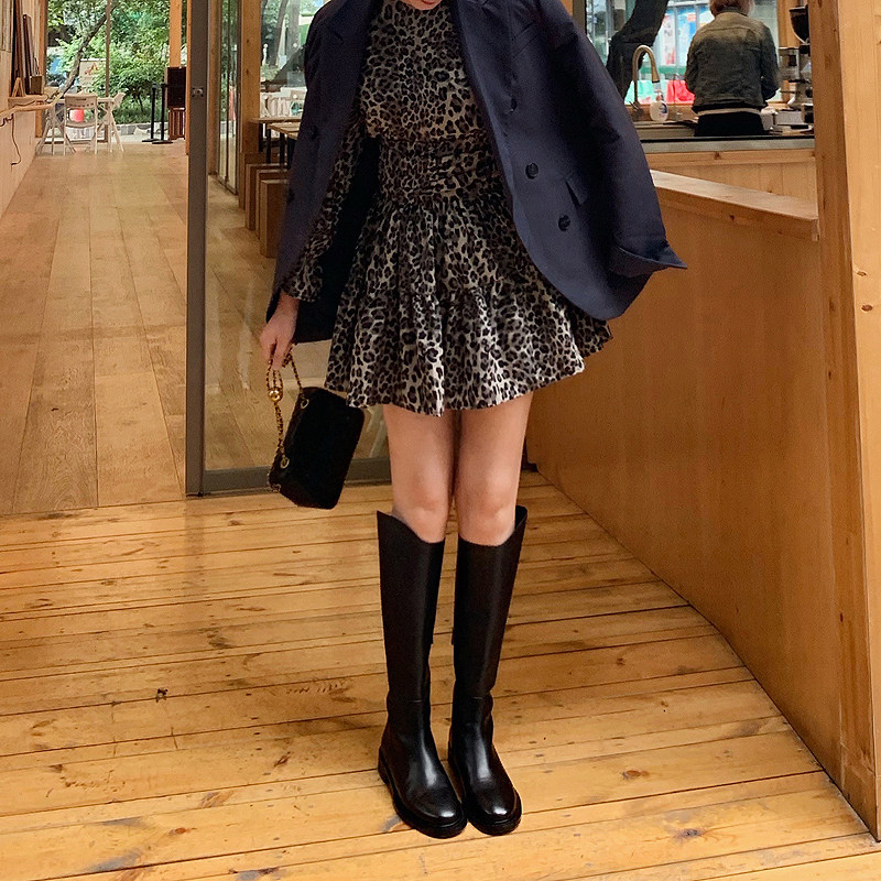 Not 2 orange 2021 new high cylinder boot net red riding boot female dermis long cylinder boot female though kneecap flat leather boot