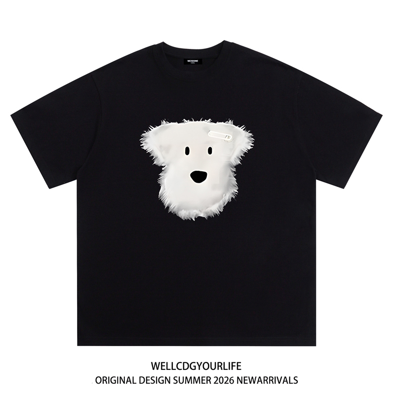 We11Done Cdg Niche Trendy Brand Summer Puppy Print Unisex Couple Loose Pure Cotton Crew Neck Short Sleeve T-Shirt