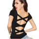 Summer backless sexy bottoming shirt nightclub short-sleeved T-shirt women's tops slim slim modal round neck vest for women