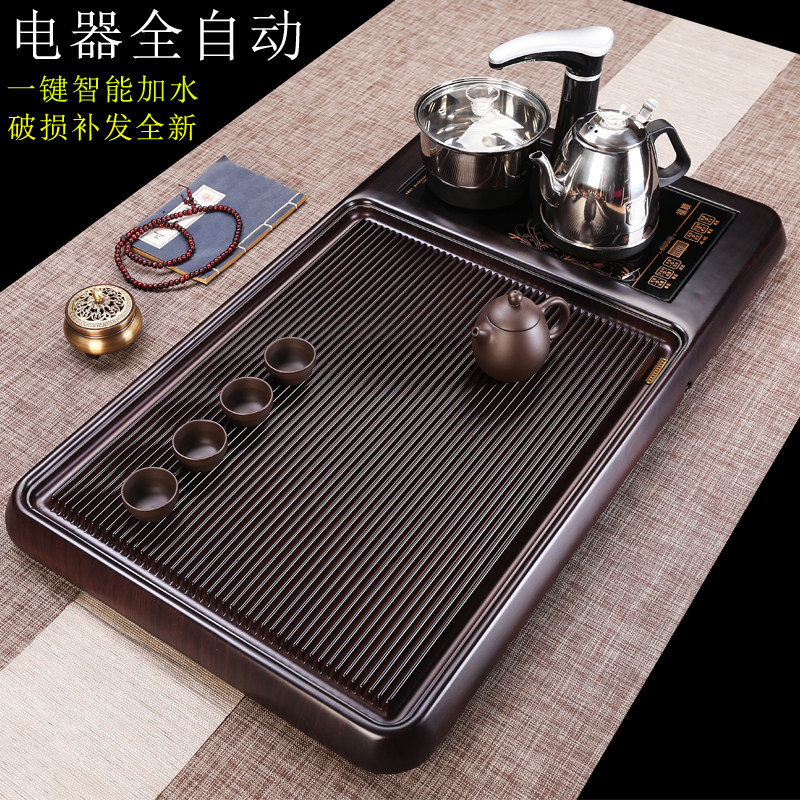 Tea tray set fully automatic integrated with induction cooker boiling water light luxury simple Tea Sea electric Wood household solid wood tea table