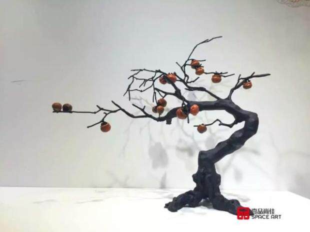 Metal Pendant Pendant Accessories Sculpture Hotel Accessories Artwork Stainless Steel Decorations Iron Art Creative Persimmon Tree Hem