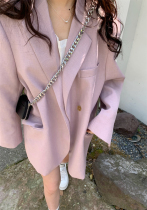 Early Spring New Mountain Tea Pink Trendy Teen Suit Jacket Woman Oversize Loose Street Wind Long Sleeve Short Sleeve