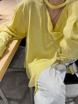 Design sense Fresh wall-mounted lady shirt (hanging neck preferable) Spring white long sleeve loose lining jacket tide