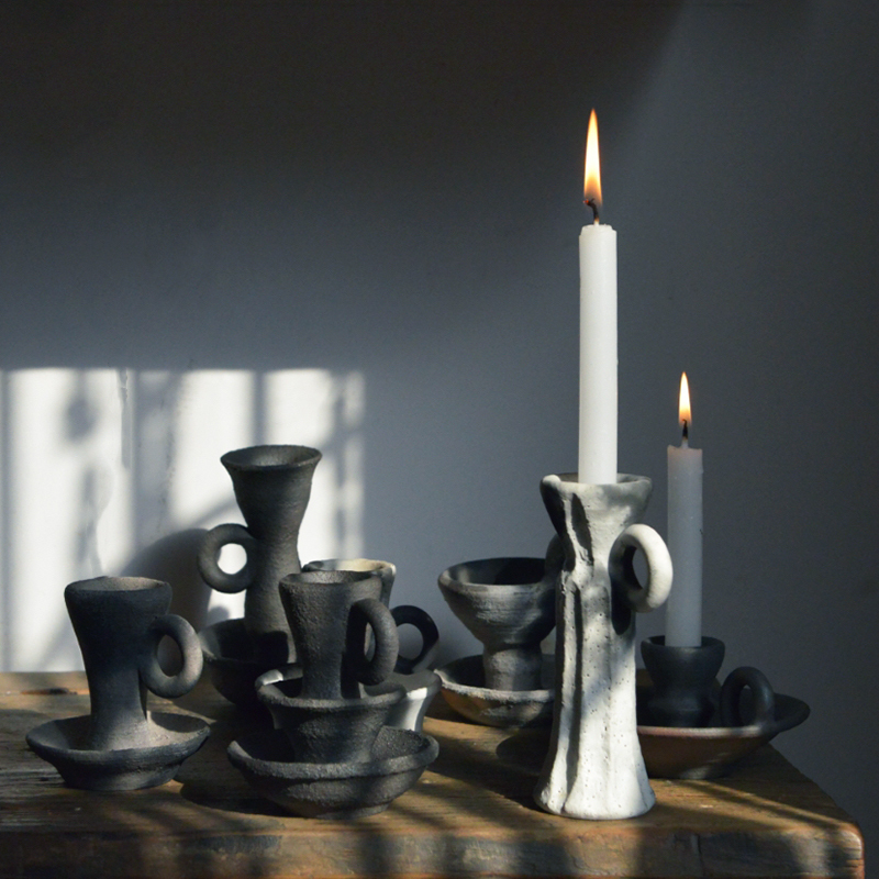 [Dustweed Store] Yang Cheng Handmade Pottery Ceramic Candle Holder Home Atmosphere Candle Holder Decoration